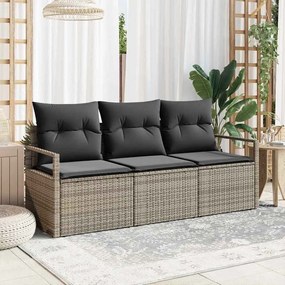 vidaXL Σετ Καναπέ Κήπου 3 pcs Γκρι Πολυ ράταν
