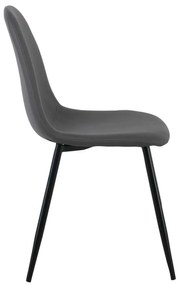 Καρέκλα CELINA Μεταλλική Μαύρη, Pvc Γκρι 45x54x85cm (Σετ 4 ΤΕΜ)