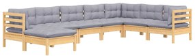 vidaXL Σαλόνι Κήπου Σετ 8 Τεμαχίων Μασίφ Ξύλο Πεύκου με Γκρι Μαξιλάρια