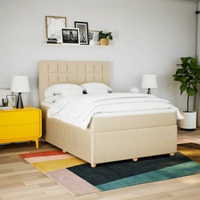 ΚΡΕΒΑΤΙ BOXSPRING ΜΕ ΣΤΡΩΜΑ ΚΡΕΜ 140X200 ΕΚ. ΥΦΑΣΜΑΤΙΝΟ 3294384