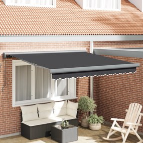 vidaXL Tέντα  με μηχανισμό ανακλίνης, ανθρακί 300x250 εκ