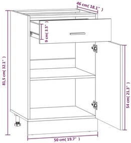 Έπιπλο Με Συρτάρι Καφέ Δρυς 50x46x81,5 εκ. Επεξεργασμένο Ξύλο - Καφέ