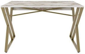 Γραφείο Gyza 322RTC1304 120x60x75cm Marble Effect White-Gold