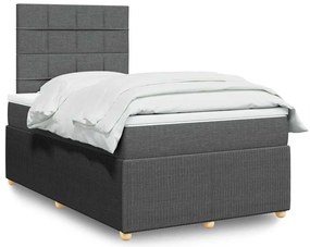 vidaXL Κρεβάτι Boxspring με Στρώμα Σκούρο Γκρι 120x200 εκ. Υφασμάτινο