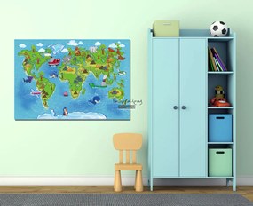 Παιδικός καμβάς σε πίνακα χάρτης με ζώα KNV074 30cm x 40cm