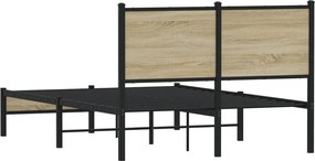 vidaXL Σκελετός Κρεβ. Χωρίς Στρώμα Sonoma Δρυς 120x190 εκ. Μεταλλικό