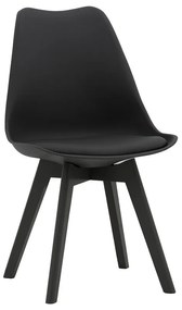 029-000204 Καρέκλα Gaston pakoworld PP-PU μαύρο-πόδι ξύλο μαύρο 49,5x54,0x81,5εκ PP 2800g/m³   - PU - WOODEN LEG BLACK, 1 Τεμάχιο