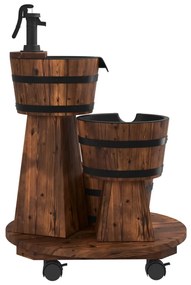 vidaXL Σιντριβάνι με Αντλία και Τροχούς 55x55x80 εκ. Μασίφ Ξύλο Ελάτης