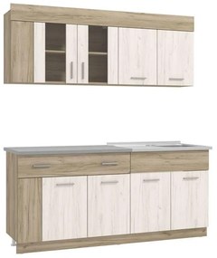 Έτοιμη Σύνθεση κουζίνας LEONA 180 Grey oak - White oak 180x60x200 εκ. 180x60x200 εκ.