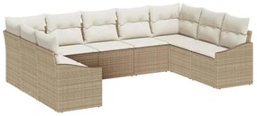 vidaXL Σετ Καναπέ Κήπου 9 pcs Μπεζ Πολυ ράταν