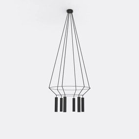 Κρεμαστό Πολύφωτο με Σποτ Rose Circular 16cm Μαύρο Ματ