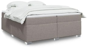 Κρεβάτι Boxspring με Στρώμα Taupe 200x200 εκ. Υφασμάτινο - Μπεζ-Γκρι