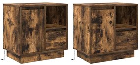 vidaXL Κομοδίνο με συρτάρι με 2 pcs Καπνιστή δρυς 50 x 34.5 x 50 εκ.
