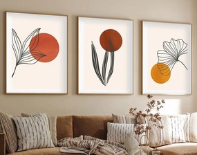 Decorative Framed MDF Painting (3 Pieces) Huhu215 - 50 x 70 Multicolor