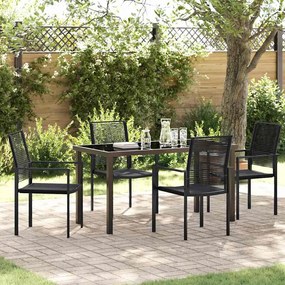 vidaXL Σετ 5 Τεμαχίων Κηπουρικών Επίπλων Μαύρο PVC Rattan