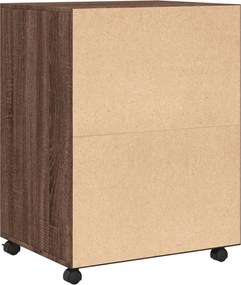 vidaXL Ντουλάπι Με Ροδάκια Καφέ Δρυς 60x48x81 εκ. Επεξεργασμένο Ξύλο