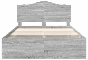 vidaXL Σκελετός Κρεβατιού με κεφαλάρι Γκρίζο Σονομα 140 x 190 cm
