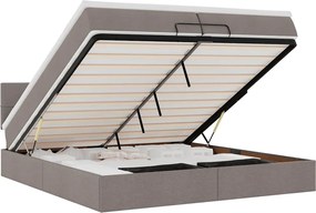 vidaXL Οθωμανικό κρεβάτι με στρώμα Taupe 200x200 cm Ύφασμα