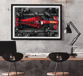 Πόστερ &amp; Κάδρο Sebastian Vettel Ferrari F032 40x50cm Μαύρο Ξύλινο Κάδρο (με πόστερ)