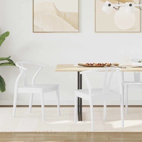 vidaXL Καρέκλα τραπεζαρίας 2 pcs Λευκό και Λευκό Στερεό Ξύλο Ραβέντι