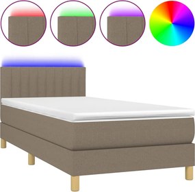 vidaXL Κρεβάτι Boxspring με Στρώμα &amp; LED Taupe 100x200 εκ. Υφασμάτινο