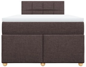 Κρεβάτι Boxspring με Στρώμα Σκούρο Καφέ 120x190 εκ Υφασμάτινο - Καφέ