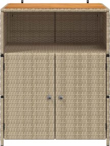 vidaXL Ντουλαπιού Μπεζ 70 x 50 x 87 εκ Πολυεστέρας και Ρόλυ Ράττεν