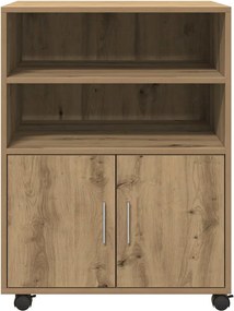 vidaXL Ντουλάπι Τροχήλατο Αρτισιανή Δρυς 60x48x81 εκ. από Επεξ. Ξύλο