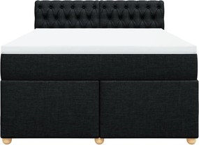 vidaXL Κρεβάτι Boxspring με Στρώμα Μαύρο 140x190 εκ. Υφασμάτινο