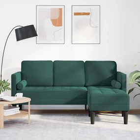 vidaXL Σετ Καναπέ Σκούρο Πράσινο 173 x 131 x 67 εκ Βελούδο