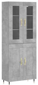 vidaXL Ντουλάπι Γκρι Σκυροδέματος 69,5x34x180 εκ. Επεξεργασμένο Ξύλο