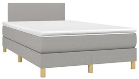 vidaXL Κρεβάτι Boxspring με Στρώμα Ανοιχτό Γκρι 120x200 εκ. Υφασμάτινο