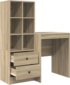 vidaXL Γραφείο με συρτάρι με ράφι με αποθήκευση 2 pcs Δρύς Sonoma