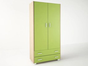 Intrahome Ντουλάπα παιδική δίφυλλη σε χρώμα δρυς-λαχανί 105x50x180 Intrahomesa-00652524