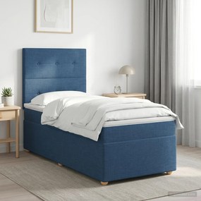 vidaXL Κρεβάτι box spring με στρώμα Μπλε 80 x 200 cm Ύφασμα