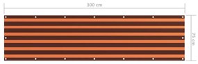 vidaXL Διαχωριστικό Βεράντας Πορτοκαλί/Καφέ 75 x 300 εκ. Ύφασμα Oxford