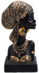 Διακοσμητική Φιγούρα Africa Queen 374-224-411 12x9x22cm Black-Gold Πολυρεσίνη