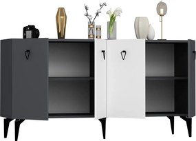 Stewehome Μπουφές Λευκού Ανθρακίτη 150x40x79 cm