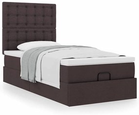 VidaXL Οθωμανικό κρεβάτι με στρώμα σκούρο καφέ 100x200cm ύφασμα