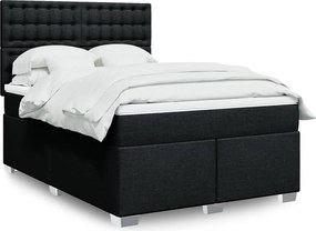 vidaXL Κρεβάτι Boxspring με Στρώμα Μαύρο 140x190 εκ. Υφασμάτινο