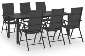 vidaXL Σετ Τραπεζαρίας Κήπου 7 Τεμαχίων Μαύρο