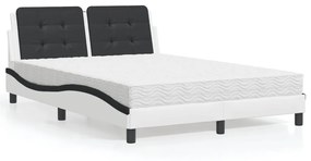 vidaXL Κρεβάτι με Στρώμα Μαύρο/Λευκό 140x190 εκ. από Συνθετικό Δέρμα