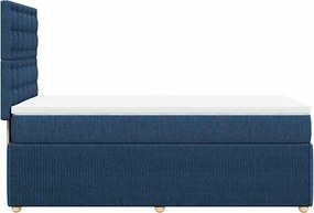 vidaXL Κρεβάτι Boxspring με Στρώμα Μπλε 90x200 εκ.Υφασμάτινο