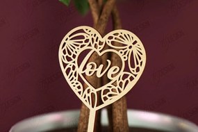 Σετ των 2 Intra απο ξύλο plywood 3mm-4mm πάχος – Φυτό Πάσσαλο για την Ημέρα του Αγίου Βαλεντίνου |Σχήμα καρδιάς Δίασταση 20x20 cm INTRAFABR-112620656