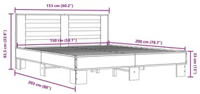 ΠΛΑΙΣΙΟ ΚΡΕΒΑΤΙΟΥ ΚΑΦΕ ΔΡΥΣ 150X200 ΕΚ. ΕΠΕΞ. ΞΥΛΟ &amp; ΜΕΤΑΛΛΟ 3280101