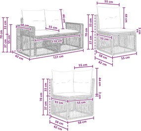 vidaXL Σετ Καναπέ Κήπου 4 pcs Μπεζ και Κρέμ συνθετικό ρατάν