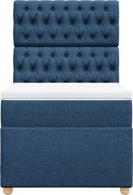 vidaXL Κρεβάτι Boxspring με Στρώμα Μπλε 80x200 εκ. Υφασμάτινο