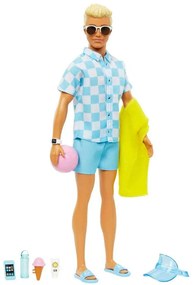 Ξανθιά Κούκλα ​Ken Με Μαγιό &amp; Καλοκαιρινά Αξεσουάρ Barbie HPL74 Blue-Multi Mattel