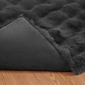 vidaXL Ψεύτικη κουβέρτα από κουνέλι Olite 4 pcs Σκούρο Γκρι