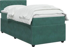 vidaXL Κρεβάτι box spring με στρώμα Σκούρο Πράσινο 80 x 200 cm Βελούδο